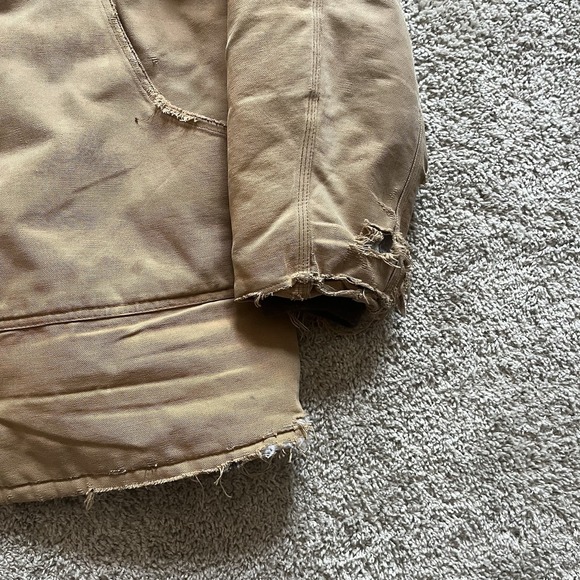 VTG Carhartt Mens Heavy Khaki Canvas Barn Coat Mens XL USA Made Distressed - Picture 2 of 16